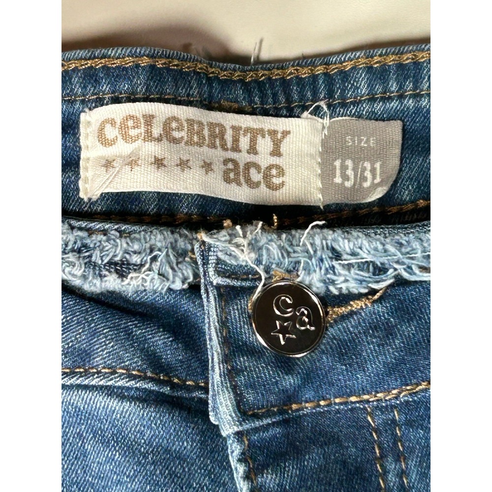 Celebrity Ace Jeans Size 13 Flare Distressed 5-Pocket Denim Bottom Cut 13/27 - Picture 6 of 11
